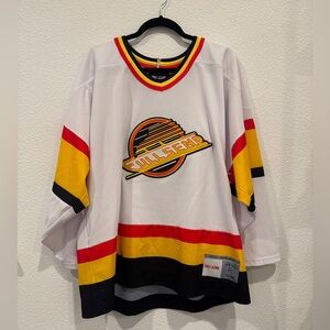 Full Send Vancouver Canucks Throwback Hockey Jersey White Red Yellow Black